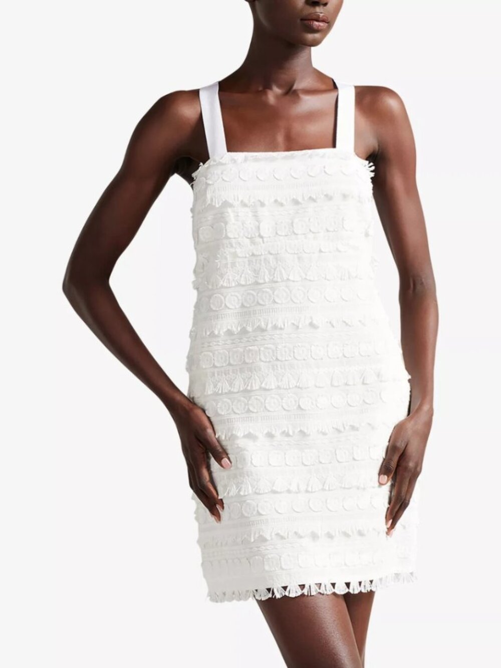 Ted Baker Eleynor Grosgrain Strap Appliqué Dress White NWT Size 3 US 6-8 Bridal